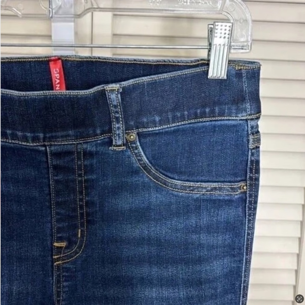 SPANX Dark Blue Flare Jeans - High Waist Wide Leg - Picture 8 of 9